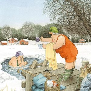 Ansichtkaart Vrolijke dames nemen een Frisse Duik