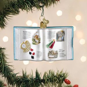 Kerstbal Boek Alice in Wonderland – Glazen handgemaakt ornament van Old World Christmas