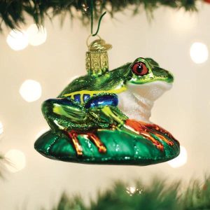 Kerstbal Rodeoogboomkikker – Handbeschilderd Glazen Ornament