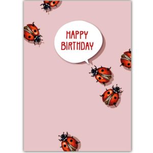 Ansichtkaart Muppa – Happy Birthday Lieveheersbeestjesillustratie (illi)