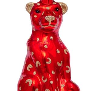 Kerstbal Panter Rood-goud