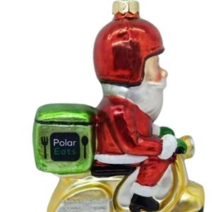 Kerstbal Kerstman Bezorger op Scooter