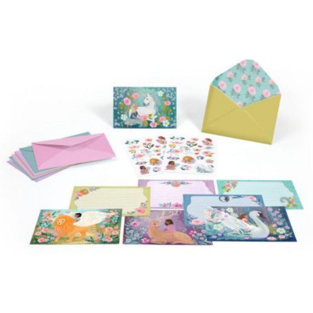 Uitnodigingen Prachtige Wezens – Set van 8 kaarten met enveloppen & stickers – Djeco - Afbeelding 3