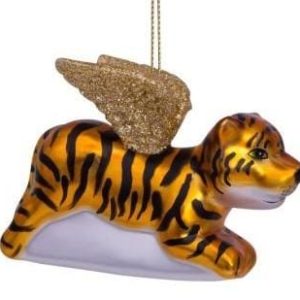 Kerstbal Tijger met Gouden Vleugels