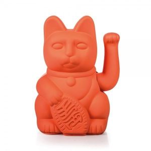 Lucky Cat- Zwaaiende Kat Neon Oranje