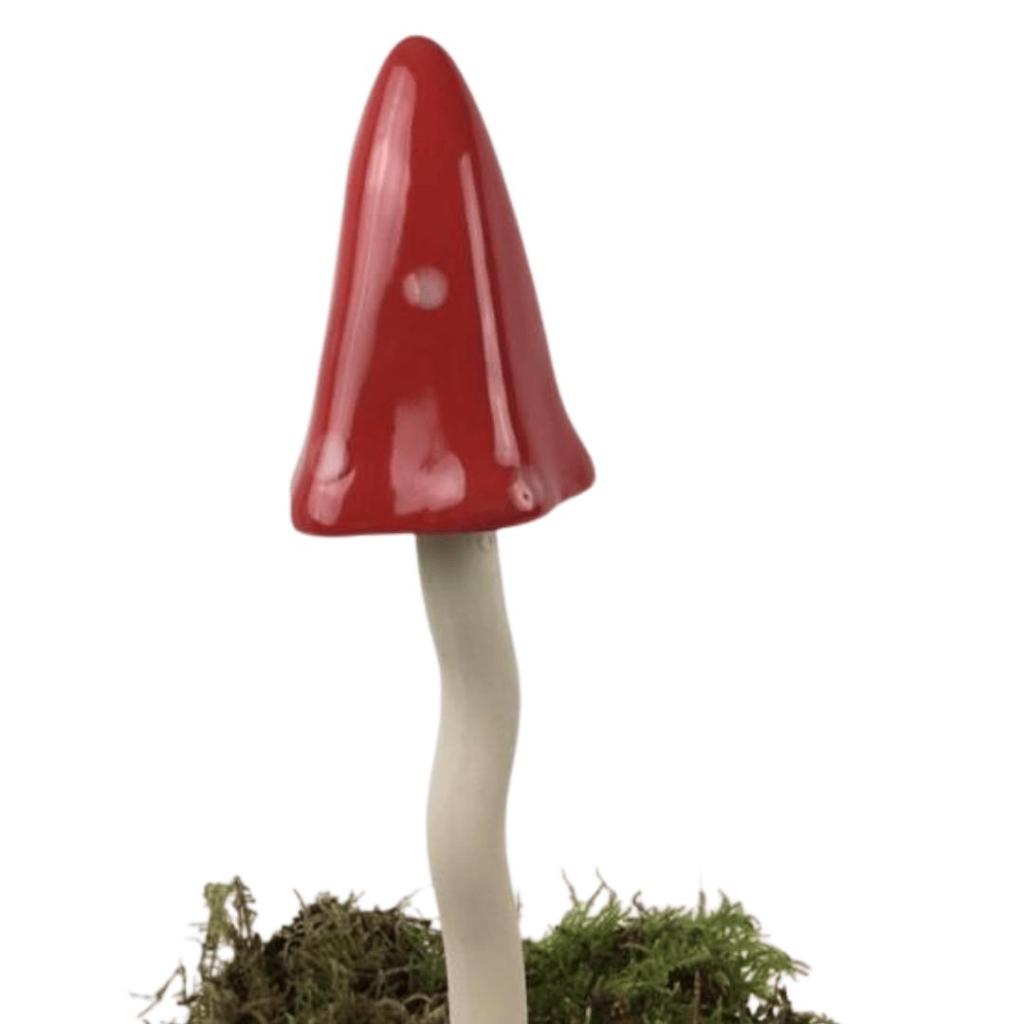Paddenstoel Keramiek Rood met Witte stippen S – Punthoed – 24 cm Hoog – Maj Isenkram - Afbeelding 2