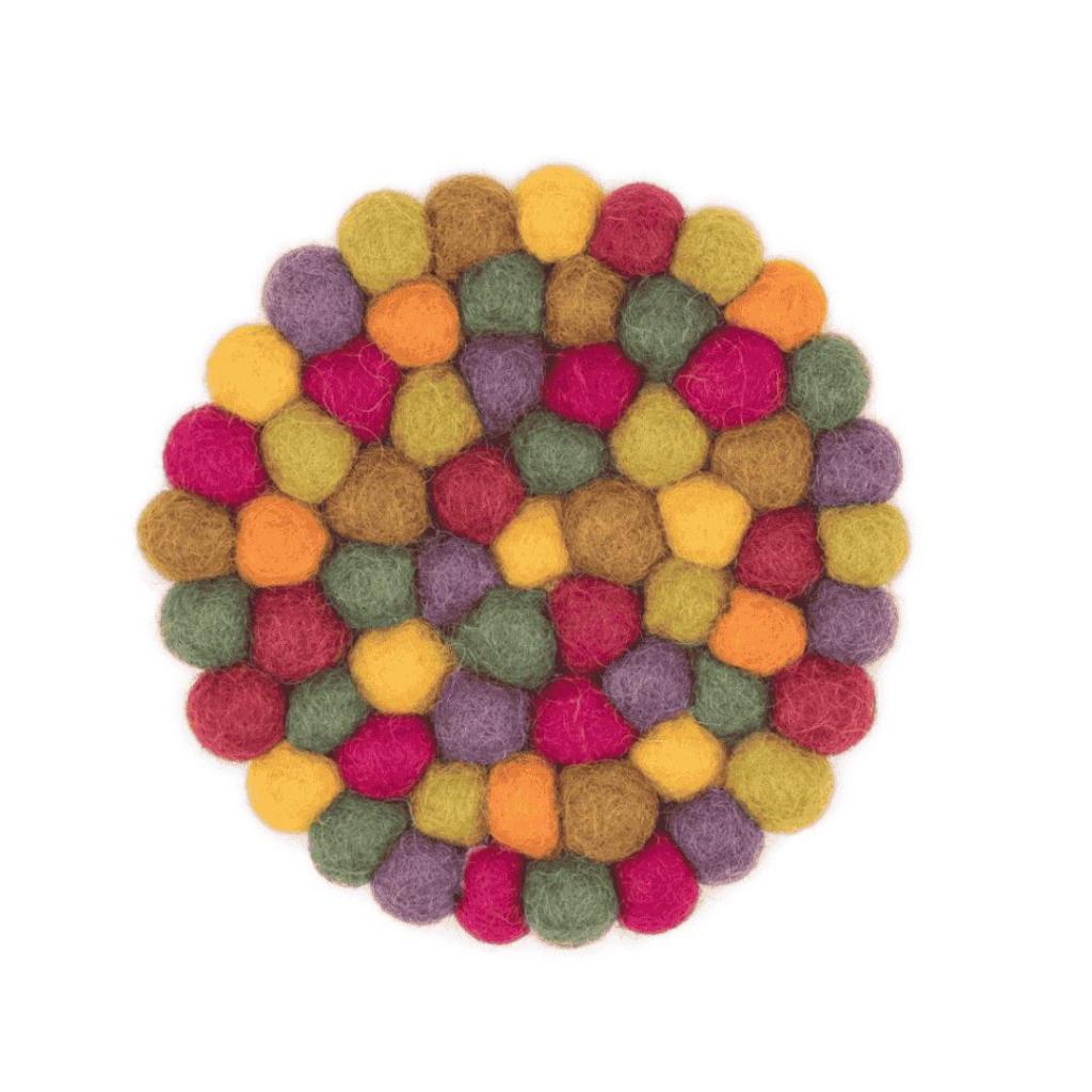 Vilten Onderzetters Indian Summer – Set van 4 Handgemaakte Wolvilt Coasters (10 cm) - Afbeelding 3