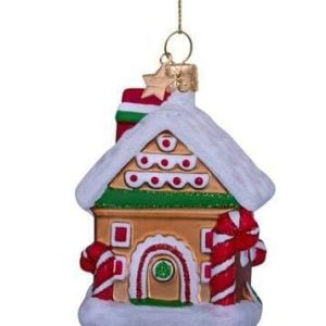 Kerstbal Peperkoekhuis Rood Groen