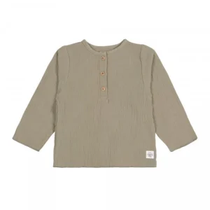 Lässig Muslin T-shirt Lange Mouwen Olive