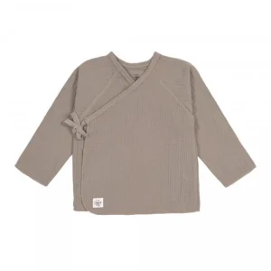 Lässig Muslin Overslag T-shirt Lange Mouwen - Taupe