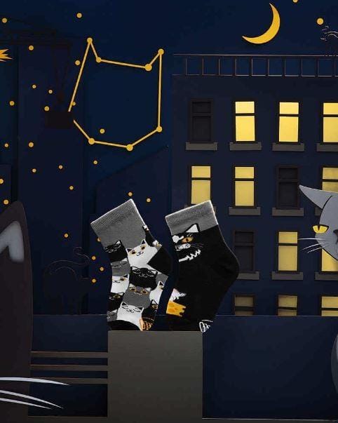 Many Mornings MisMatch Sokken Kids Black Cat 23-26 - Afbeelding 3