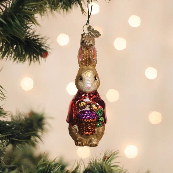 Kerstbal Flopsy met Mand – Glazen Ornament van Old World Christmas (ca. 10 cm)