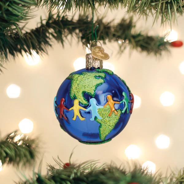 Kerstbal Wereld Vrede – Handgemaakt Glazen Ornament van Old World Christmas - Afbeelding 2