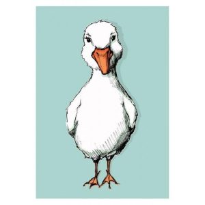 Ansichtkaart Eend blauw – Illustratieve Dierenkaart (illi)