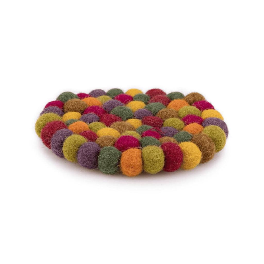 Vilten Onderzetters Indian Summer – Set van 4 Handgemaakte Wolvilt Coasters (10 cm) - Afbeelding 4