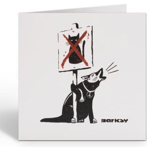 Wenskaart Niaski Barksy – Hondenkaart geïnspireerd op Banksy (16,2 x 16,2 cm)