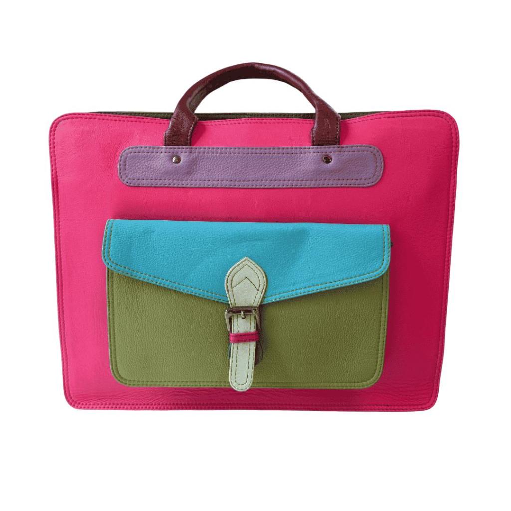Damini 1 Fairtrade Laptoptas – Handgemaakte kleurrijke tas van restleer - Afbeelding 6