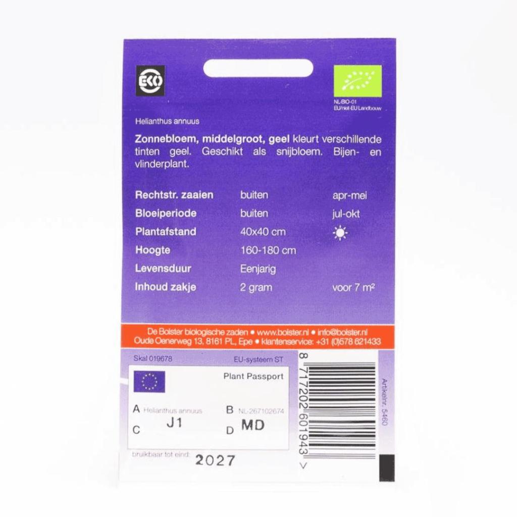 Zonnebloem Middel Geel (Helianthus annuus) – Biologische zaden (Eenjarig) De Bolster - Afbeelding 4