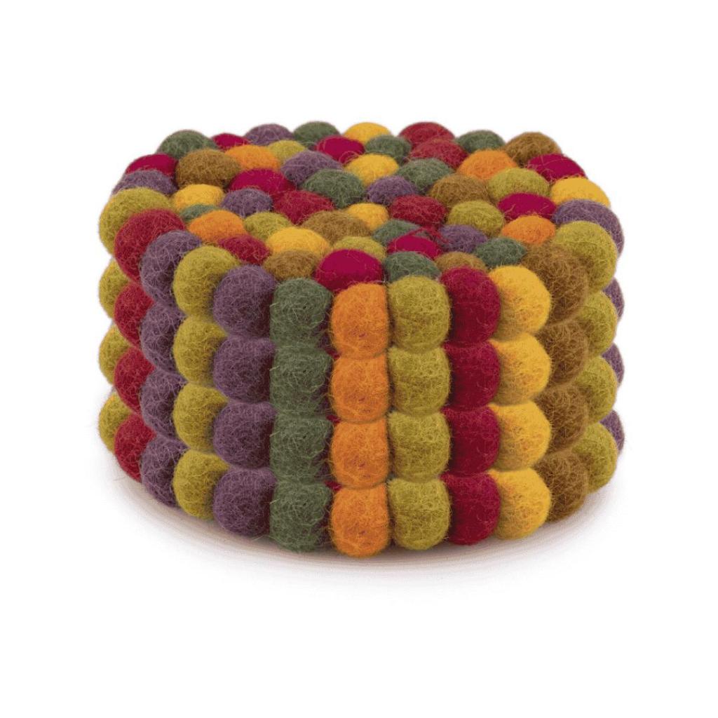 Vilten Onderzetters Indian Summer – Set van 4 Handgemaakte Wolvilt Coasters (10 cm) - Afbeelding 2