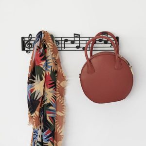 Kapstok Musik  – Zwart – Metalen Notenbalk – 44 cm – Balvi