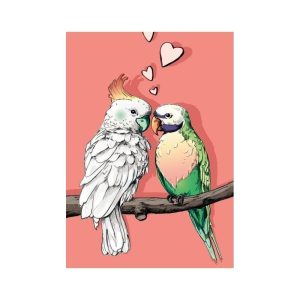 Ansichtkaart Noni en Lou Vogelpaar – Liefdevolle Illustratie (illi)