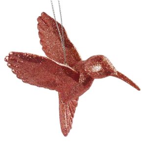 Kerstbal Kolibrie Roségoud