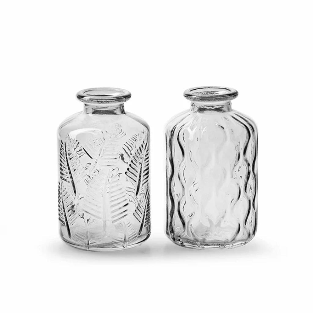 Glazen Fles Tango Golven – Transparant Decoratief Flesje van Jodeco Glass (10 cm)