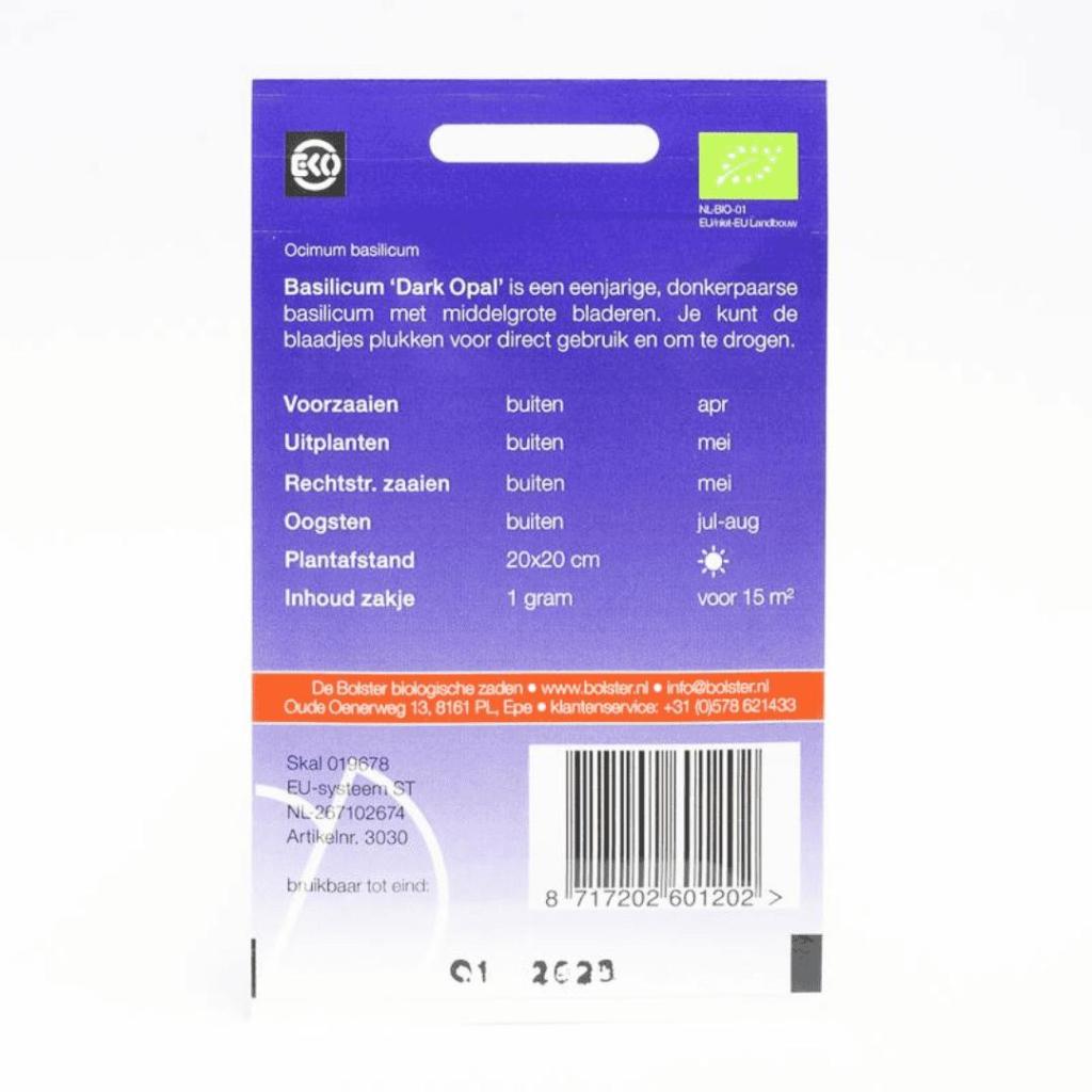 Basilicum ‘Dark Opal’ (Ocimum basilicum purpureum) – Biologische zaden (Eenjarig) De Bolster - Afbeelding 3