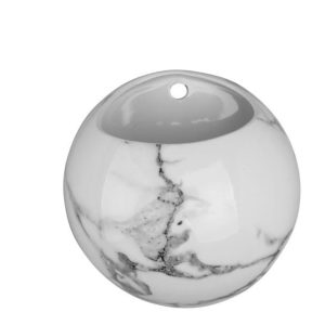 Wandpot Globe Marmer Wit – Keramieken wandhanger Ø15,5 cm van Present Time