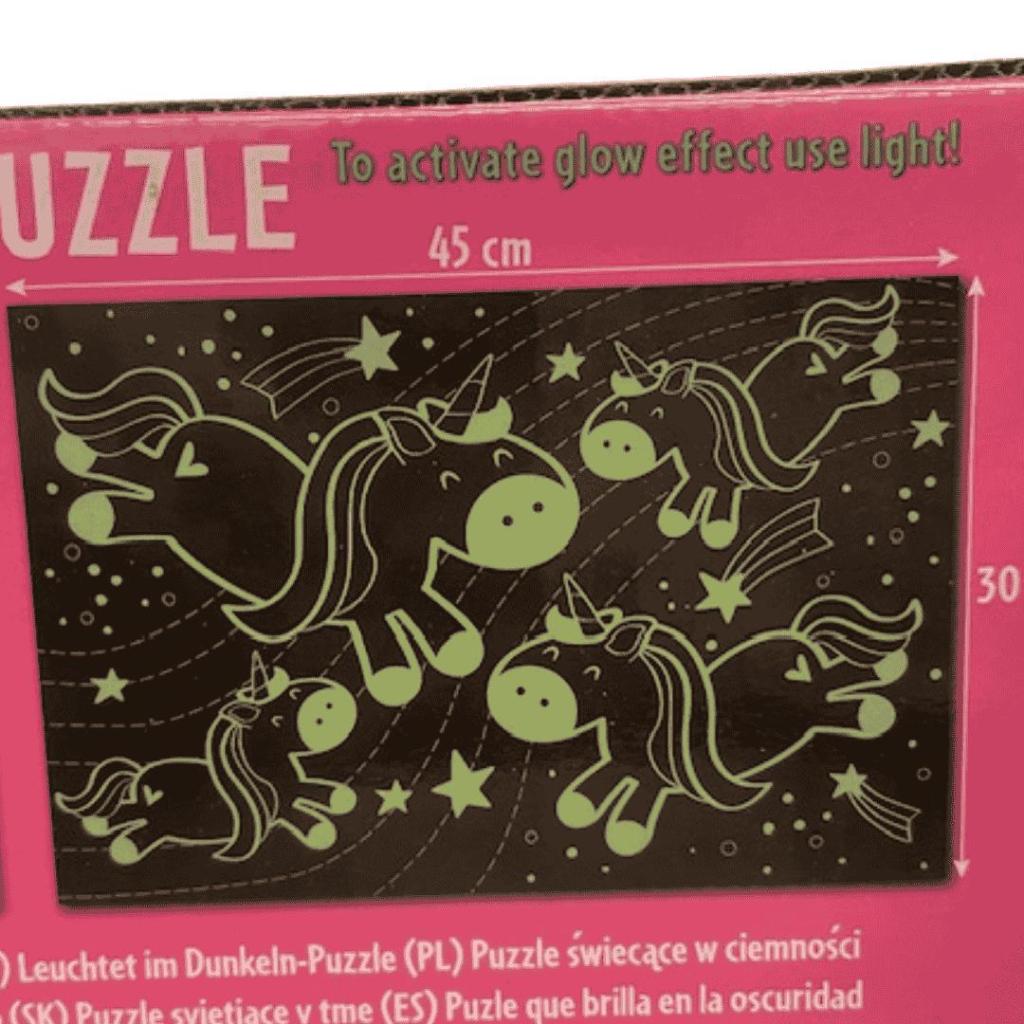 Glow in the Dark Puzzel Eenhoorn – 100 stukjes | 30 × 45 cm - Afbeelding 3