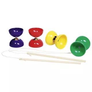Diabolo met houten stokken – Assorti kunststof diabolo (10,5 cm breed)