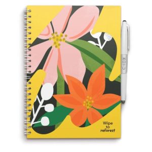 MOYU A5 Ringband Notitieboek – Uitwisbaar Steenpapier met Pen & Doekje – Flower Vibes