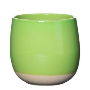 Keramieken Bloempot Dip-Dye Appelgroen – Bolvorm Ø15 cm H13,5 cm