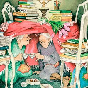 Ansichtkaart Vrolijke dames drinken Thee