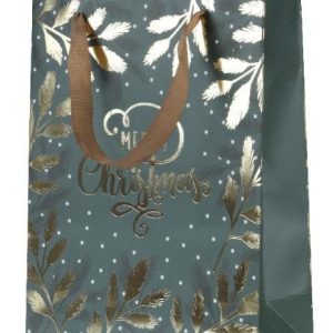Cadeautas Papier Merry Christmas Groen Goud M Model A