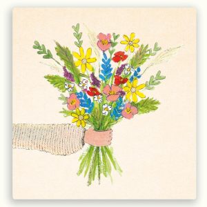 ZintenZ vierkante postkaart – Hand met veldboeket (13,5 x 13,5 cm)