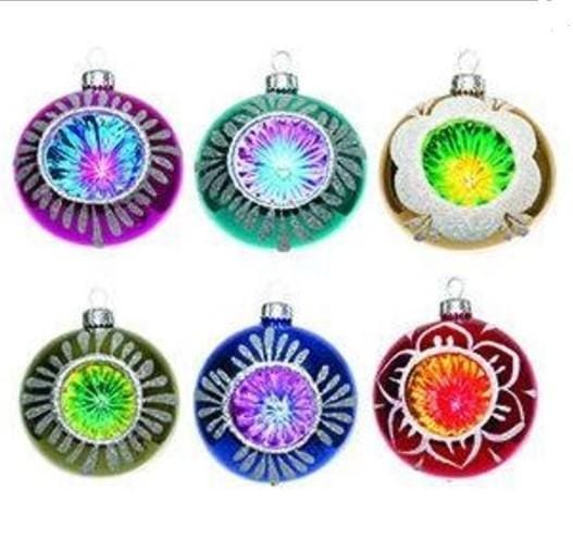 Set van 6 Retro Kerstballen met Deuk – Assorti - Afbeelding 2