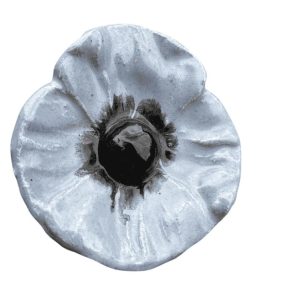 Keramische Bloem Grijsblauw – Fair Trade Tuindecoratie op Metalen Pin (45 cm)