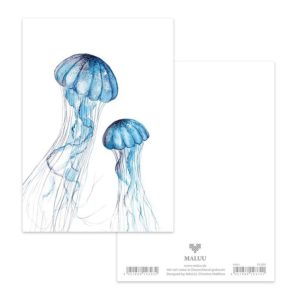 Ansichtkaart Kwallen – Aquarelontwerp van Christine Matthies