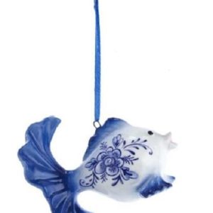 Kerstbal Delftsblauwe Vis Porselein A