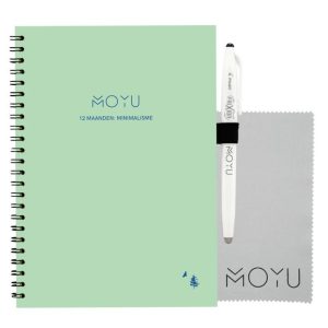 MOYU Uitwisbaar Steenpapier Ringband 12 Maanden: Minimalisme –Werkboek – Inclusief Pen & Doekje