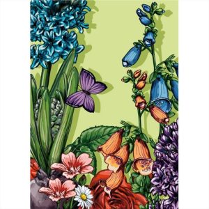 Ansichtkaart Talibola – Botanische Bloemenillustratie met Vlinder (illi)