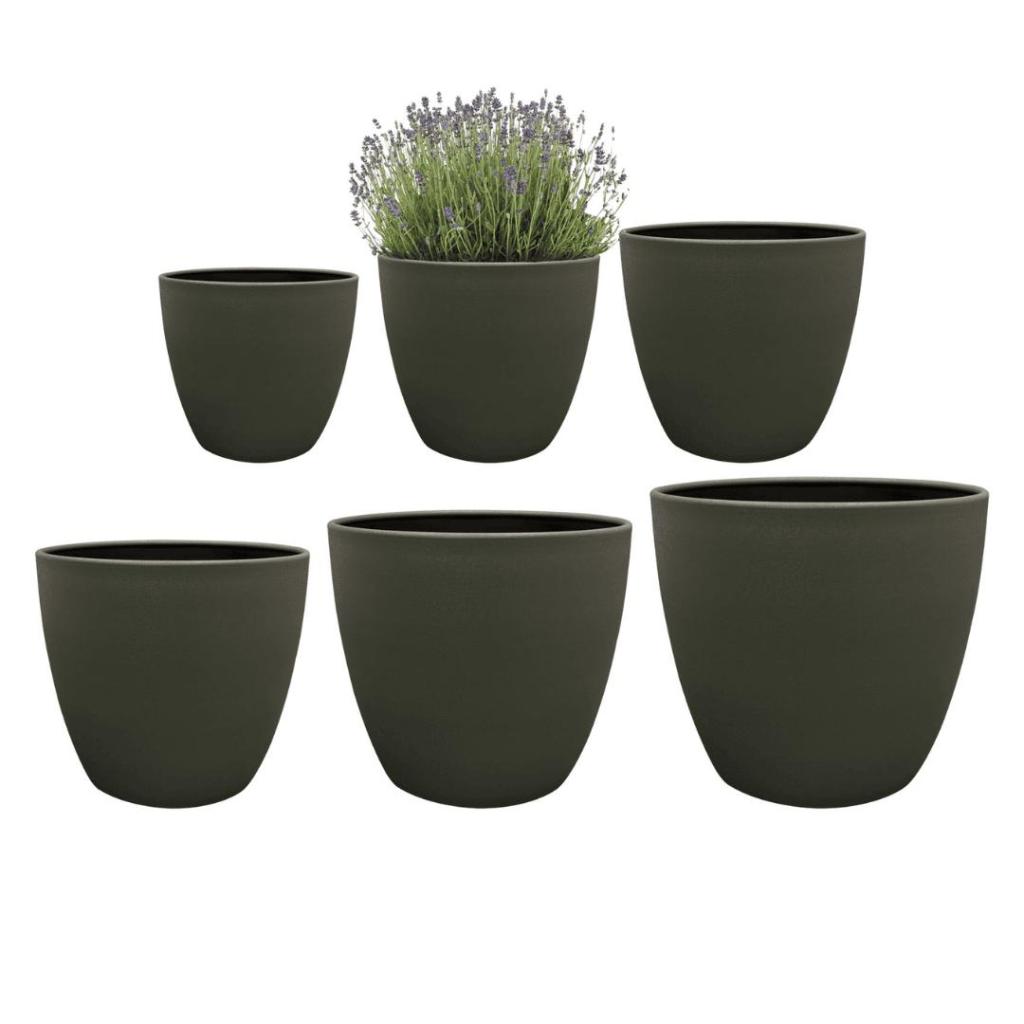 Bloempot Alisa Mat Groen D25 H23 – Handgemaakte metalen pot in matgroen