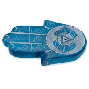 Zeepsteen Chakra Hand Wierookhouder Turquoise
