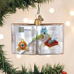 Kerstbal Assepoester Boek – Glazen sprookjesornament van Old World Christmas