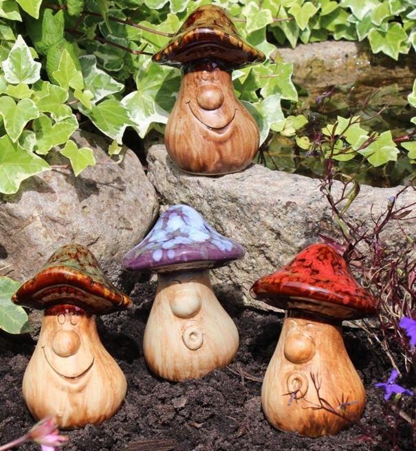 Paddenstoel Keramiek Met Gezicht Rood - Afbeelding 2