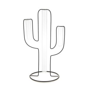 Vaas Cactus Silhouet – Zwart – Metaal & Glas – 26,5 cm – Balvi