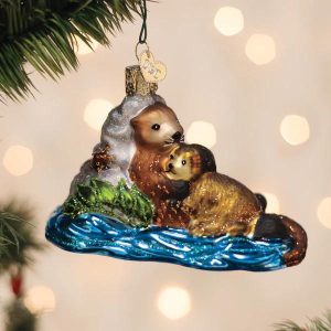 Kerstbal Otter met Pup – Old World Christmas