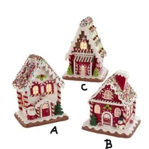 Peperkoek Huis met LED verlichting 18cm Kerstboom