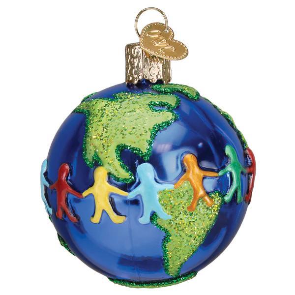 Kerstbal Wereld Vrede – Handgemaakt Glazen Ornament van Old World Christmas - Afbeelding 3